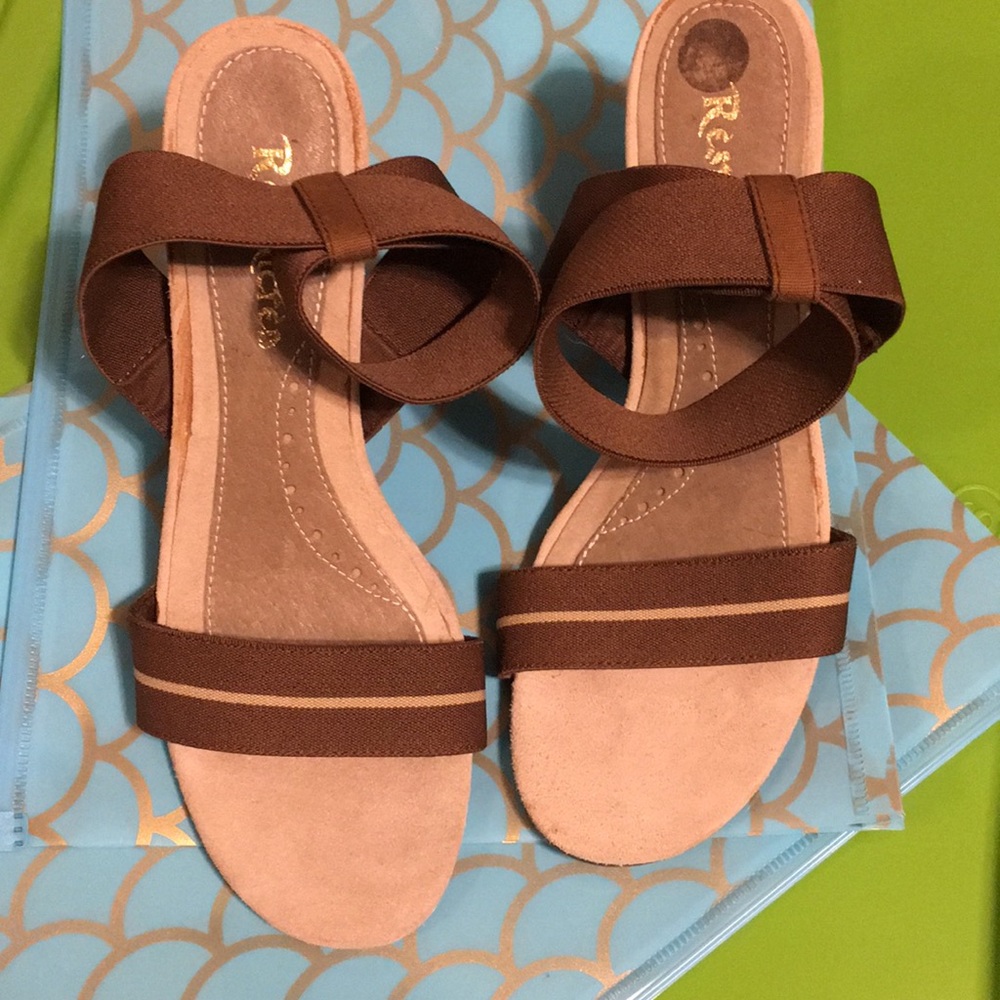 Really “Cool” Restricted Dark Brown & Beige Sandal Heels